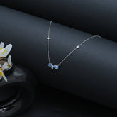 Ribbon Necklace with Blue Topaz Stone